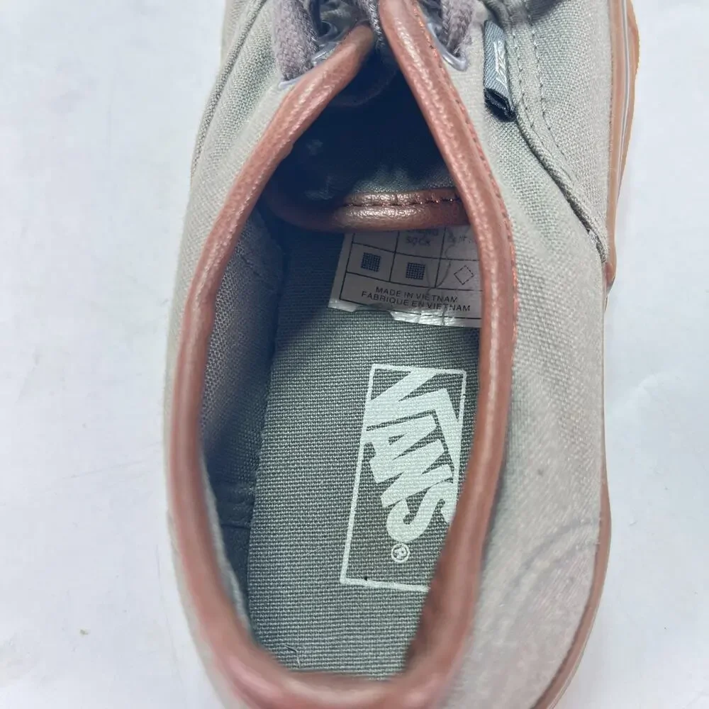 Vans Era Pewter Grey Brown Gum Canvas Authentic Low Top Skate Shoes Kids Sz 13.5